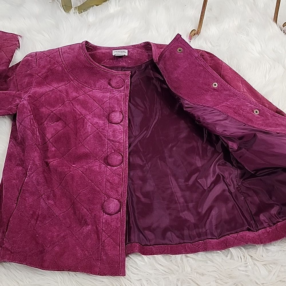 Plum Suede Jacket Chicos Size 1